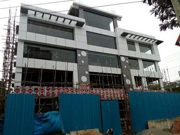 acp and glass work for building facade