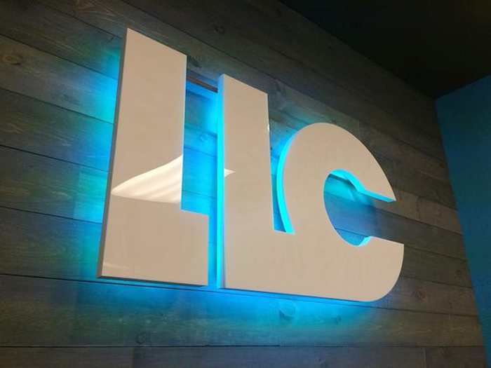 LLC COMPANY ACRYLIC CHANNEL LETTERS WITH BACK-LIT LED LIGHT SIGNAGE