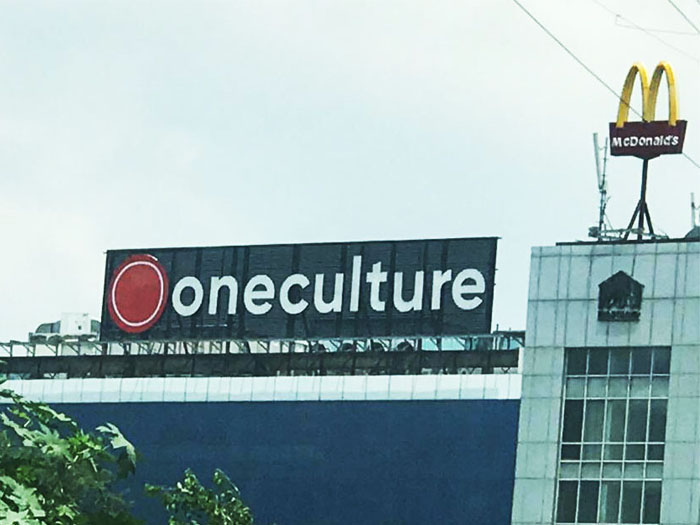 ONE CULTURE CO-WORKING BUILDING LED GLOW SIGN BOARD  EROS MALL GURGAON