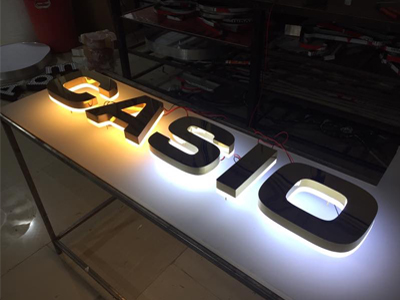 CASIO ELECTRONICS SHOWROOM STAINLESS STEEL GOLDEN LETTERS SIGN DELHI