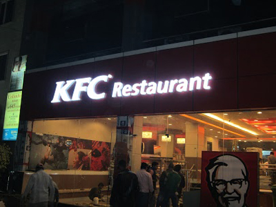 KFC RESTAURANT LED 3D ACRYLIC LETTERS SIGNAGE HUDA MARKET 29 GURGAON 